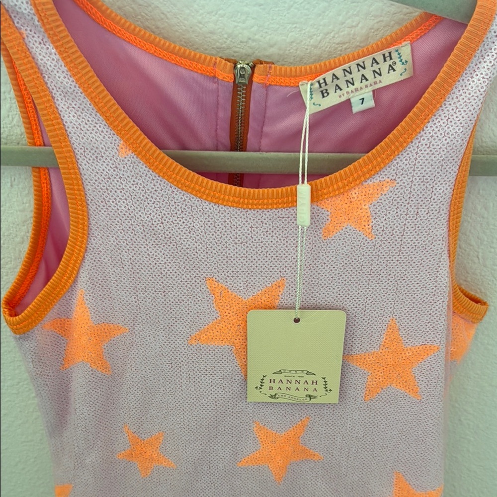 Girls' Pink and Orange Star Dress - Picture 2 of 4